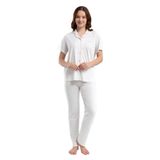 Pierre Cardin Kadın Pijama Takımı, Krem, Gömlek Yaka, L Beden