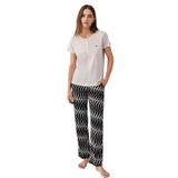 Pierre Cardin Kadın Pijama Takımı, Krem, Kısa Kollu, Bisiklet Yaka, S Beden