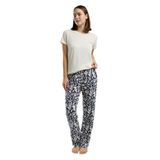 Pierre Cardin Kadın Pijama Takımı, Krem, Kısa Kollu, Regular Kalıp