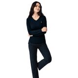 Pierre Cardin Kadın Pijama Takımı, Lacivert, 2XL Beden, Uzun Kol, Açık Paça, Çift Cepli,%50 Pamuk%50 Modal