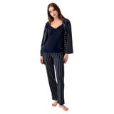 Pierre Cardin Kadın Pijama Takımı, Lacivert, 3'Lü Set, V Yaka, Uzun Kollu, M Beden
