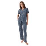 Pierre Cardin Kadın Pijama Takımı, Lacivert, Gömlek Yaka, Kısa Kol, M Beden