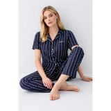 Pierre Cardin Kadın Pijama Takımı, Lacivert, Gömlek Yaka, Kısa Kol, S Beden