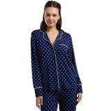 Pierre Cardin Kadın Pijama Takımı, Lacivert, Gömlek Yaka, Uzun Kol, S Beden