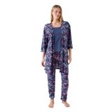 Pierre Cardin Kadın Pijama Takımı, Mavi, Çiçek Desenli, M Beden