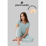 Pierre Cardin Kadın Pijama Takımı, Mint, Geniş Yaka, Cep Detaylı, Modal Şort Hediyeli, XL