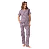 Pierre Cardin Kadın Pijama Takımı, Mor, Gömlek Yaka, Kısa Kol, L Beden