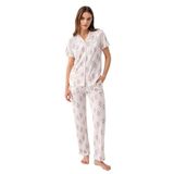 Pierre Cardin Kadın Pijama Takımı, Pembe, Gömlek Yaka, Kısa Kol, M Beden