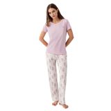 Pierre Cardin Kadın Pijama Takımı, Pembe, Kısa Kollu, Bisiklet Yaka,%50 Pamuk%50 Modal