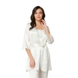 Pierre Cardin Kadın Pijama Takımı, Saten, Ekru, L Beden, 3'lü Set