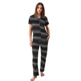 Pierre Cardin Kadın Pijama Takımı, Siyah, Gömlek Yaka, Kısa Kol, L Beden