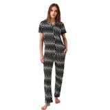 Pierre Cardin Kadın Pijama Takımı, Siyah, Gömlek Yaka, Kısa Kol, S Beden