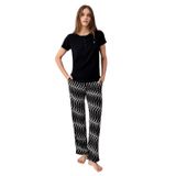 Pierre Cardin Kadın Pijama Takımı, Siyah, Kısa Kollu, Hakim Yaka, Boru Paça, 3XL Beden
