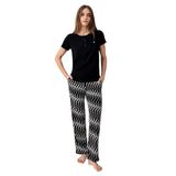 Pierre Cardin Kadın Pijama Takımı, Siyah, Kısa Kollu, Hakim Yaka, S Beden