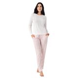 Pierre Cardin Kadın Pijama Takımı, Uzun Kol, Açık Paça, Çift Cepli, Beyaz, S Beden