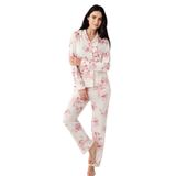 Pierre Cardin Kadın Pijama Takımı, Uzun Kol, Açık Paça, Krem, Modal Pamuk Karışımı