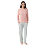 Pierre Cardin Kadın Pijama Takımı, Uzun Kol, Açık Paça,%50 Pamuk%50 Modal, Turuncu, M Beden