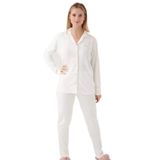 Pierre Cardin Kadın Pijama Takımı, Uzun Kollu Gömlek, Krem, XL Beden