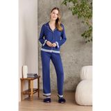 Pierre Cardin Kadın Pijama Takımı, Uzun Kollu Gömlek, Lacivert, S Beden
