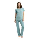 Pierre Cardin Kadın Pijama Takımı, Yeşil, 4XL Beden, Kısa Kollu, Regular Kalıp