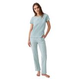 Pierre Cardin Kadın Pijama Takımı, Yeşil, Çizgili, Kısa Kollu, S Beden