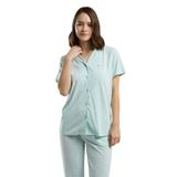 Pierre Cardin Kadın Pijama Takımı, Yeşil, Gömlek Yaka, Kısa Kollu, M Beden