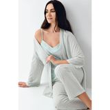 Pierre Cardin Kadın Sabahlıklı İp Askılı Pijama Takımı, Nil, S Beden
