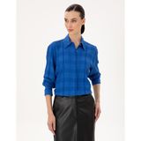 Pierre Cardin Kadın Saks Comfort Fit Uzun Kollu Gömlek 50292247-VR045 - 40