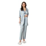 Pierre Cardin Kadın Saten 3'lü Pijama Takımı, Mist, XL Beden