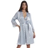 Pierre Cardin Kadın Saten Dantelli Gecelik & Sabahlık Takım, Mist, XL