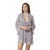 Pierre Cardin Kadın Saten Dörtlü Çeyiz Seti, Dantelli Gecelik ve Sabahlık, Royal, XL