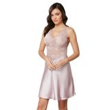 Pierre Cardin Kadın Saten Gecelik, Dantelli, Destekli, Rose, M Beden