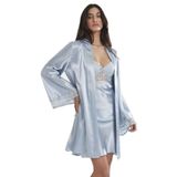 Pierre Cardin Kadın Saten Gecelik Sabahlık Takım, Mist, L Beden