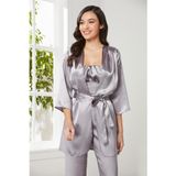 Pierre Cardin Kadın Saten Sabahlıklı Pijama Takım, Royal, S Beden
