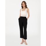 Pierre Cardin Kadın Siyah Carrot Fit Keten Pantolon 50301256-VR046 - 36 - Dropsuz