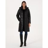Pierre Cardin Kadın Siyah Çıkarılabilir Kapüşonlu Kapitone Uzun Mont 50314165-VR046 - 40