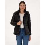 Pierre Cardin Kadın Siyah Çıkarılabilir Kapüşonlu Mont 50314169-VR046 - 36