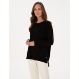 Pierre Cardin Kadın Siyah Comfort Fit Bisiklet Yaka Basic Kazak 50316393-VR046 - XL