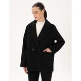 Pierre Cardin Kadın Siyah Comfort Fit Kaşe Kaban 50296074-VR046 - 40