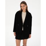 Pierre Cardin Kadın Siyah Comfort Fit Kaşe Kaban 50314272-VR046 - 38