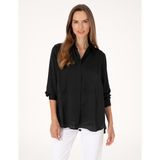 Pierre Cardin Kadın Siyah Comfort Fit Saten Uzun Kollu Gömlek 50313588-VR046 - 34