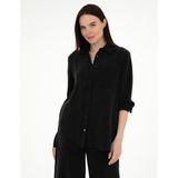 Pierre Cardin Kadın Siyah Comfort Fit Uzun Kollu Gömlek 50305757-VR046 - 34