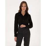 Pierre Cardin Kadın Siyah Comfort Fit Uzun Kollu Gömlek 50318218-VR046 - 36