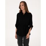 Pierre Cardin Kadın Siyah Comfort Fit Uzun Kollu Gömlek 50318228-VR046 - 34