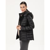 Pierre Cardin Kadın Siyah Kapüşonlu Kapitone Mont 50297332-VR046 - 38