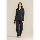 Pierre Cardin Kadın Siyah Nakışlı Gömlek Pijama Takımı PC9290-S-V1 PC9290-S-V1
