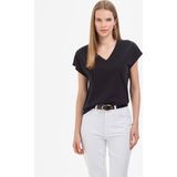 Pierre Cardin Kadın Siyah Regular Fit Basic Tişört 50325454-VR046 - XS