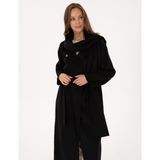 Pierre Cardin Kadın Siyah Regular Fit Kaşe Kaban 50309079-VR046 - 38