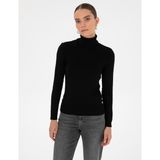 Pierre Cardin Kadın Siyah Slim Fit Balıkçı Yaka Basic Kazak 50315747-VR046 - XL