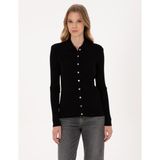Pierre Cardin Kadın Siyah Slim Fit Triko Hırka 50316338-VR046